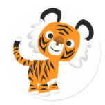 Cute Inquisitive Cartoon Tiger Sticker