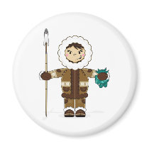 Cute Inuit Fisherman Magnet