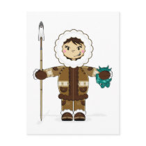 Cute Inuit Fisherman Postcard
