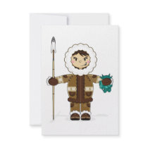 Cute Inuit Fisherman RSVP Card Invite