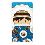 Cute Inuit Fisherman Sticker Label