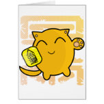 cute Japanese lucky cat - gold Greeting Card