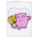 cute japanese lucky cat - pink greeting cards