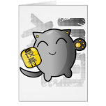 cute Japanese lucky cat - silver Cards