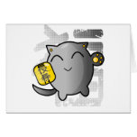 cute Japanese lucky cat - silver Greeting Cards
