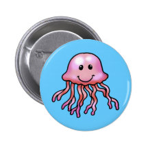 Cute jellyfish pinback button
