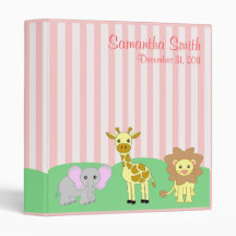 Cute Jungle Animals 3 Ring Binder
