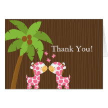 Cute Jungle Giraffe Multiple Baby Shower Thank You Greeting Cards