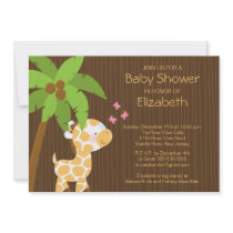 Cute Jungle Giraffe Neutral Baby Shower Invitation