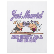 cute just married happy as pig in shit newlyweds flyer