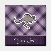 Cute Kangaroo; Purple Fridge Magnet
