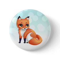 Cute Kawaii cartoon fox Pinback Button