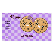 Cute Kawaii Chocolate Chip Cookie Couple Business Card Templates