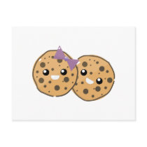 Cute Kawaii Chocolate Chip Cookie Couple Postcard
