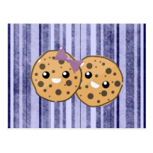 Cute Kawaii Chocolate Chip Cookie Couple Postcard