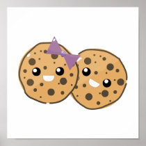 Cute Kawaii Chocolate Chip Cookie Couple Print
