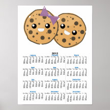 Cute Kawaii Chocolate Chip Cookie Couple Poster