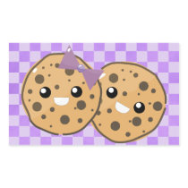 Cute Kawaii Chocolate Chip Cookie Couple Rectangle Sticker