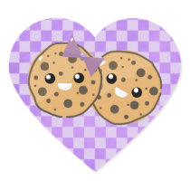 Cute Kawaii Chocolate Chip Cookie Couple Heart Sticker