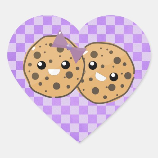 Cute Kawaii Chocolate Chip Cookie Couple Heart Sticker