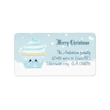 Cute Kawaii Christmas Snowflake cupcake Personalized Address Labels