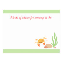 Cute kawaii crab baby shower mommy advice card post cards
