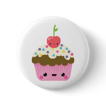Cute Kawaii Cupcake Pinback Button