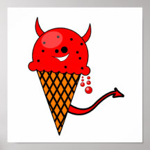 cute kawaii devil ice cream cone poster