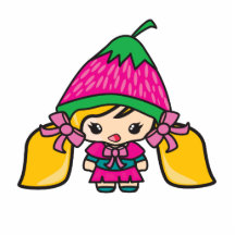 Cute Kawaii Girl Kid With Strawberry Hat Cut Outs