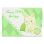 Cute kawaii green lime bunny birthday card cards