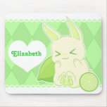 Cute kawaii green lime bunny mousepads