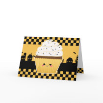 Cute Kawaii Halloween cupcake Card