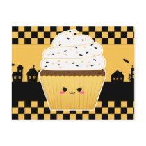 Cute Kawaii Halloween cupcake Postcard