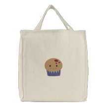 cute kawaii muffin embroidered tote bag