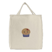 cute kawaii muffin embroidered tote bag