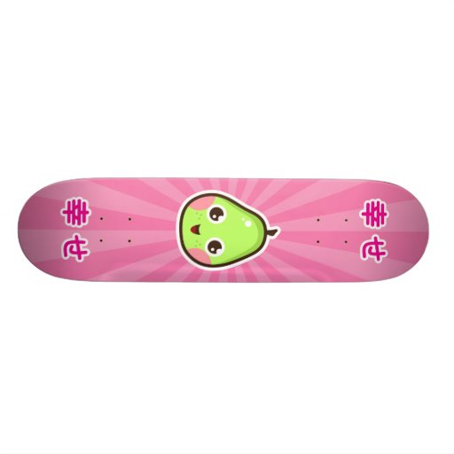 Cute kawaii pear skateboard with pink background