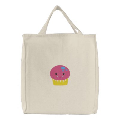 cute kawaii pink cupcake embroidered bag by doonidesigns