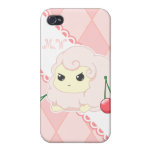 Cute kawaii pink fiesty sheep with cherries iphone cases