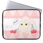 Cute kawaii pink fiesty sheep with cherries laptop sleeves