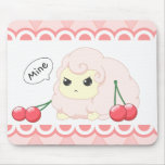 Cute kawaii pink fiesty sheep with cherries mousepads