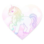 Cute kawaii rainbow coloured unicorn pony heart sticker