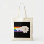 Cute Kawaii Rainbow Rocket Baby Seal Budget Tote Canvas Bag