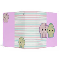 Cute Kawaii Squid and Octopus Striped Notebook Vinyl Binder