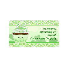 Cute kawaii St Patricks day cupcake Custom Address Labels