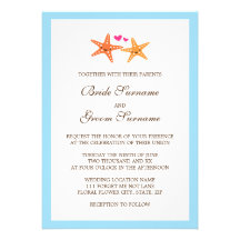 Cute kawaii starfish beach destination wedding announcement