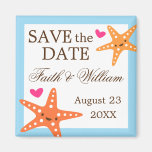 Cute kawaii starfish beach wedding Save the Date Fridge Magnet