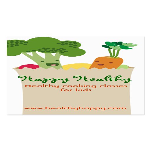 Cute kawaii vegetables grocery bag kids cooking business cards
