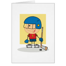 Cute Kid Hockey Player Greeting Cards