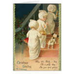 Cute kids and puppy Vintage Christmas Card
