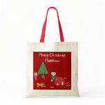 Cute Kids & Cat Christmas Gift Bag